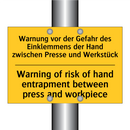 Warnung vor der Gefahr des Einklemmens /.../ - Warning of risk of hand entrapment /.../