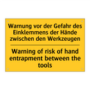 Warnung vor der Gefahr des Einklemmens /.../ - Warning of risk of hand entrapment /.../