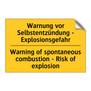 Warnung vor Selbstentzündung - /.../ - Warning of spontaneous combustion /.../