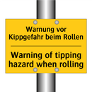 Warnung vor Kippgefahr beim Rollen/.../ - Warning of tipping hazard when /.../