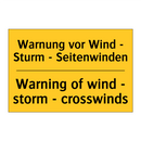 Warnung vor Wind - Sturm - Seitenwinden/.../ - Warning of wind - storm - crosswinds/.../