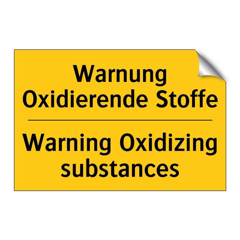 Warnung Oxidierende Stoffe - Warning Oxidizing substances
