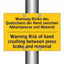 Warnung Risiko des Quetschens /.../ - Warning Risk of hand crushing /.../