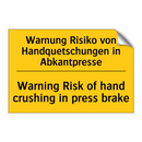 Warnung Risiko von Handquetschungen /.../ - Warning Risk of hand crushing /.../