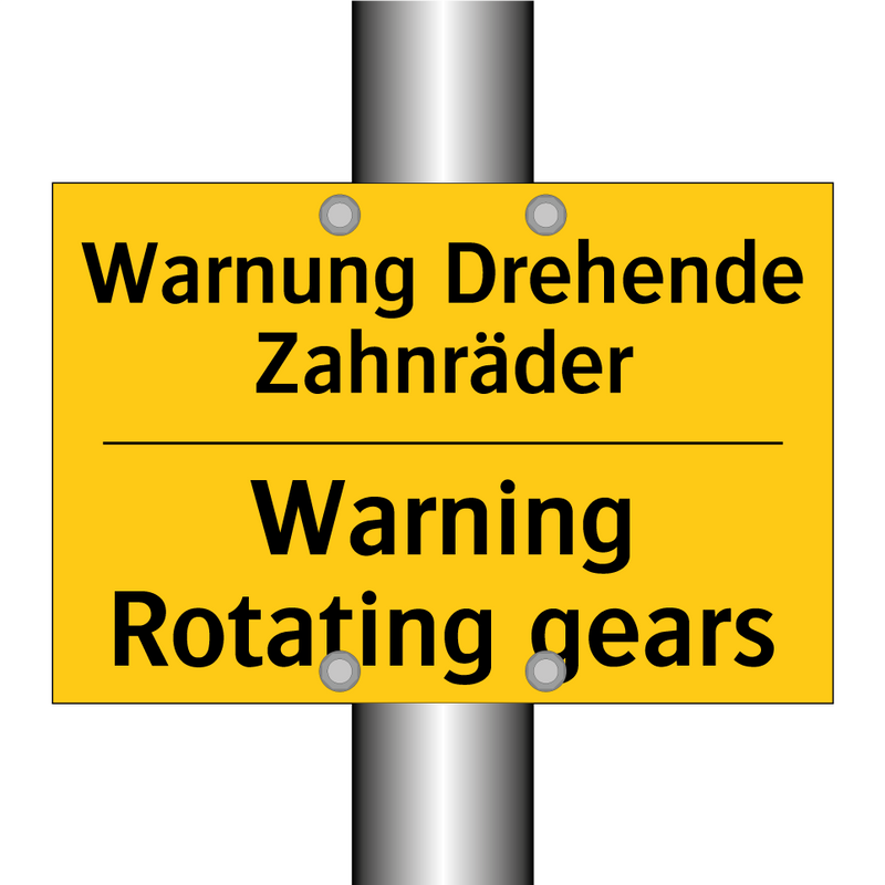 Warnung Drehende Zahnräder - Warning Rotating gears