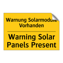 Warnung Solarmodule Vorhanden - Warning Solar Panels Present