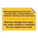 Warnung Spannung Auch wenn der /.../ - Warning Voltage Even when the /.../