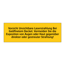 Vorsicht Unsichtbare Laserstrahlung Bei Geöffnetem Deckel. Vermeiden Sie die Exposition von Augen oder Haut gegenüber direkter oder gestreuter Strahlung!
