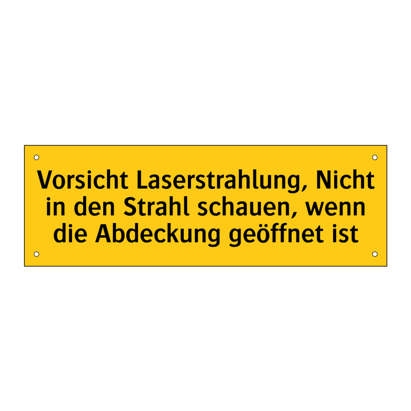 Vorsicht Laserstrahlung, Nicht in den Strahl schauen, wenn die Abdeckung geöffnet ist