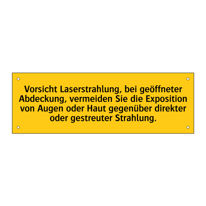 Vorsicht Laserstrahlung, bei geöffneter Abdeckung, vermeiden Sie die Exposition von Augen oder Haut gegenüber direkter oder gestreuter Strahlung.