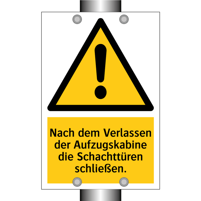 Nach dem Verlassen der Aufzugskabine die Schachttüren schließen.
