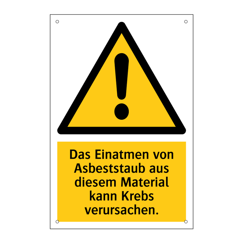 Das Einatmen von Asbeststaub aus diesem Material kann Krebs verursachen.