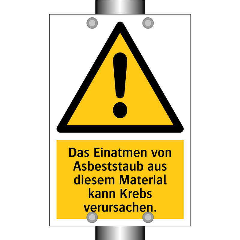 Das Einatmen von Asbeststaub aus diesem Material kann Krebs verursachen.