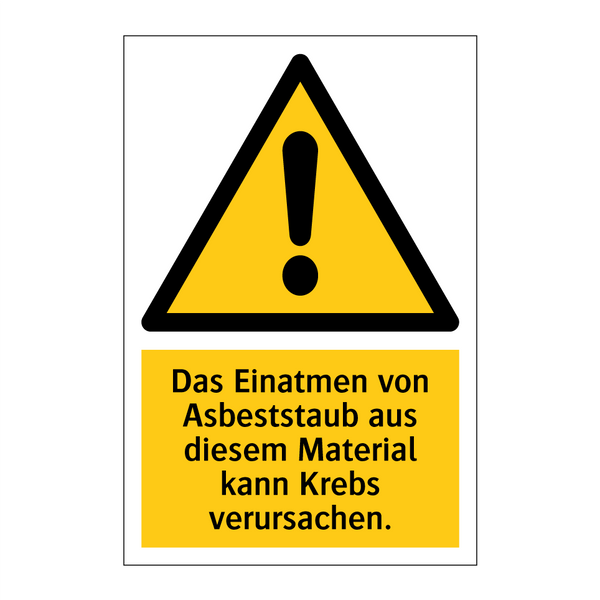 Das Einatmen von Asbeststaub aus diesem Material kann Krebs verursachen.