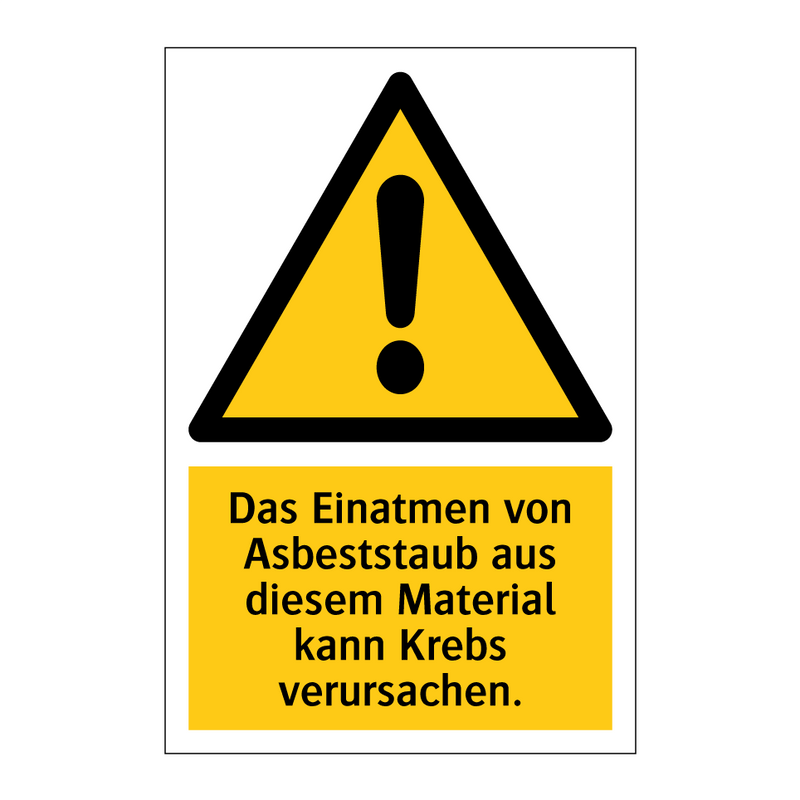 Das Einatmen von Asbeststaub aus diesem Material kann Krebs verursachen.