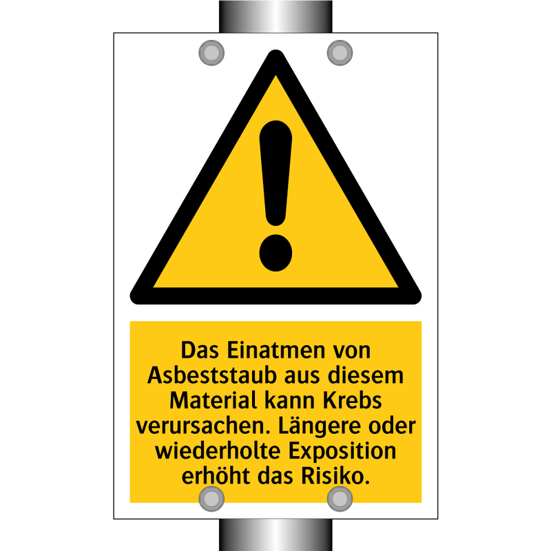 Das Einatmen von Asbeststaub aus diesem Material kann Krebs verursachen. Längere oder wiederholte Exposition erhöht das Risiko.