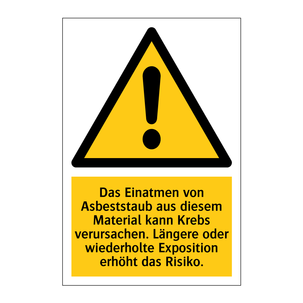 Kauf Das Einatmen von Asbeststaub aus diesem Material kann Krebs ...