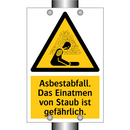 Asbestabfall. Das Einatmen von Staub ist gefährlich.