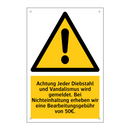 Achtung Jeder Diebstahl und Vandalismus wird gemeldet. Bei Nichteinhaltung erheben wir eine Bearbeitungsgebühr von 50€.