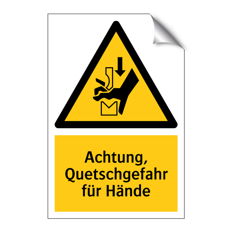 Achtung, Quetschgefahr für Hände