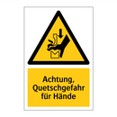 Achtung, Quetschgefahr für Hände