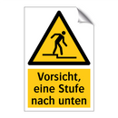 Vorsicht, eine Stufe nach unten