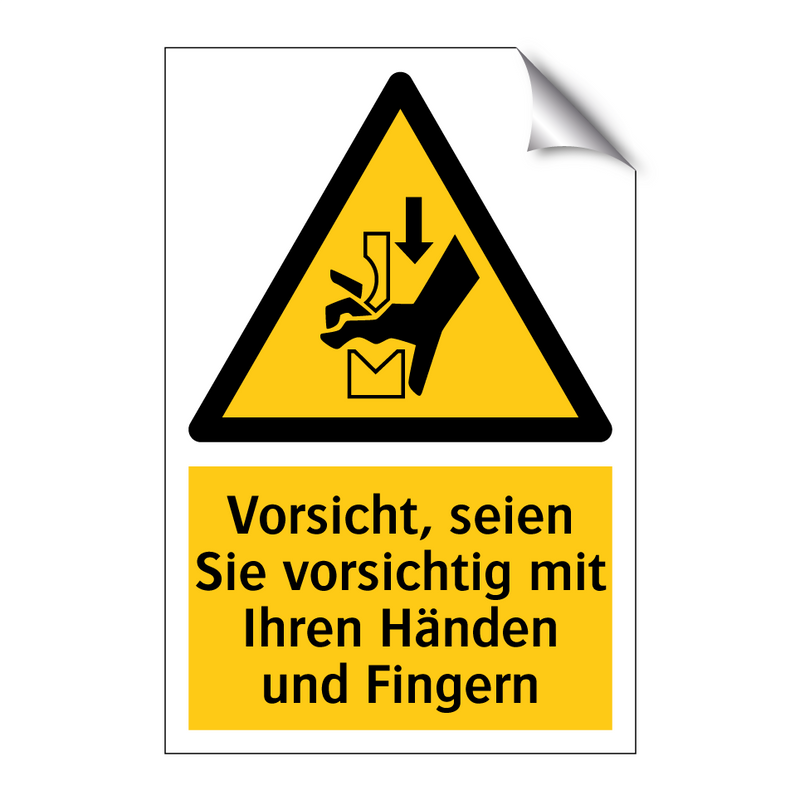 Vorsicht, seien Sie vorsichtig mit Ihren Händen und Fingern