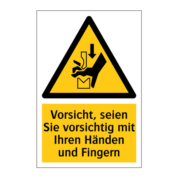 Vorsicht, seien Sie vorsichtig mit Ihren Händen und Fingern