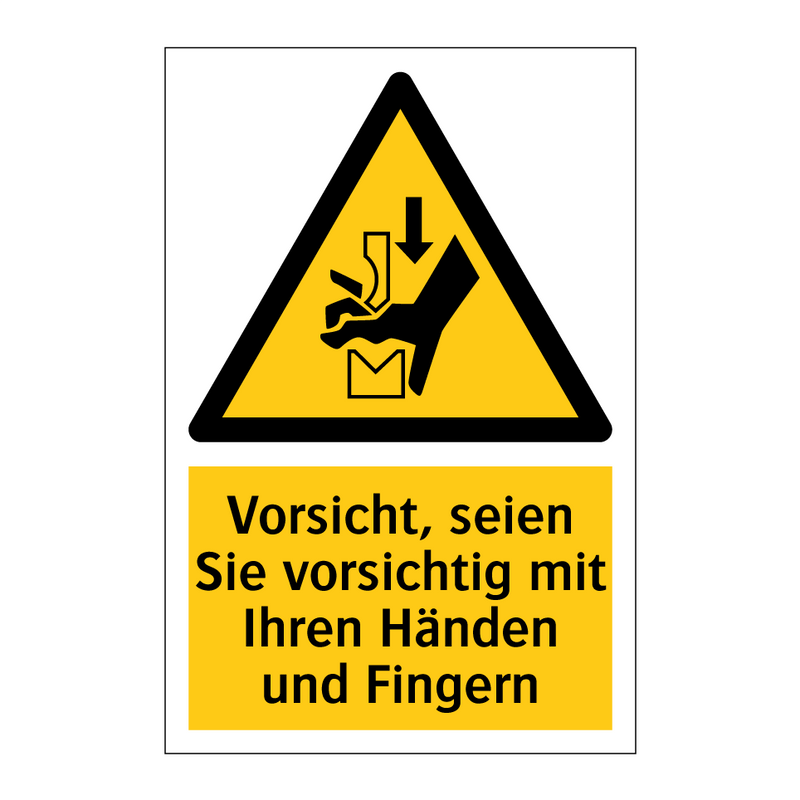 Vorsicht, seien Sie vorsichtig mit Ihren Händen und Fingern