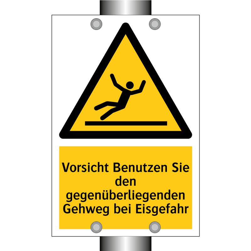 Vorsicht Benutzen Sie den gegenüberliegenden Gehweg bei Eisgefahr