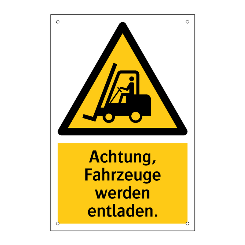 Achtung, Fahrzeuge werden entladen.