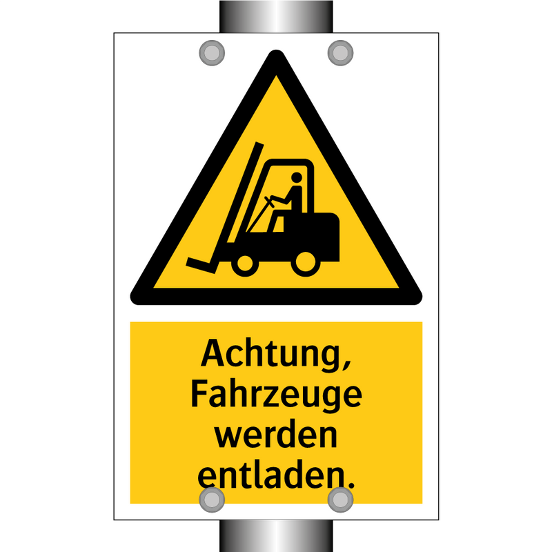 Achtung, Fahrzeuge werden entladen.