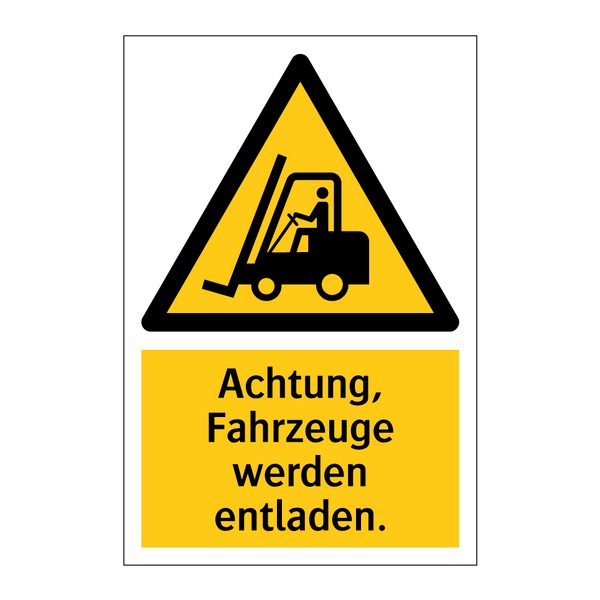 Achtung, Fahrzeuge werden entladen.