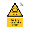 Vorsicht Schutzbrille tragen