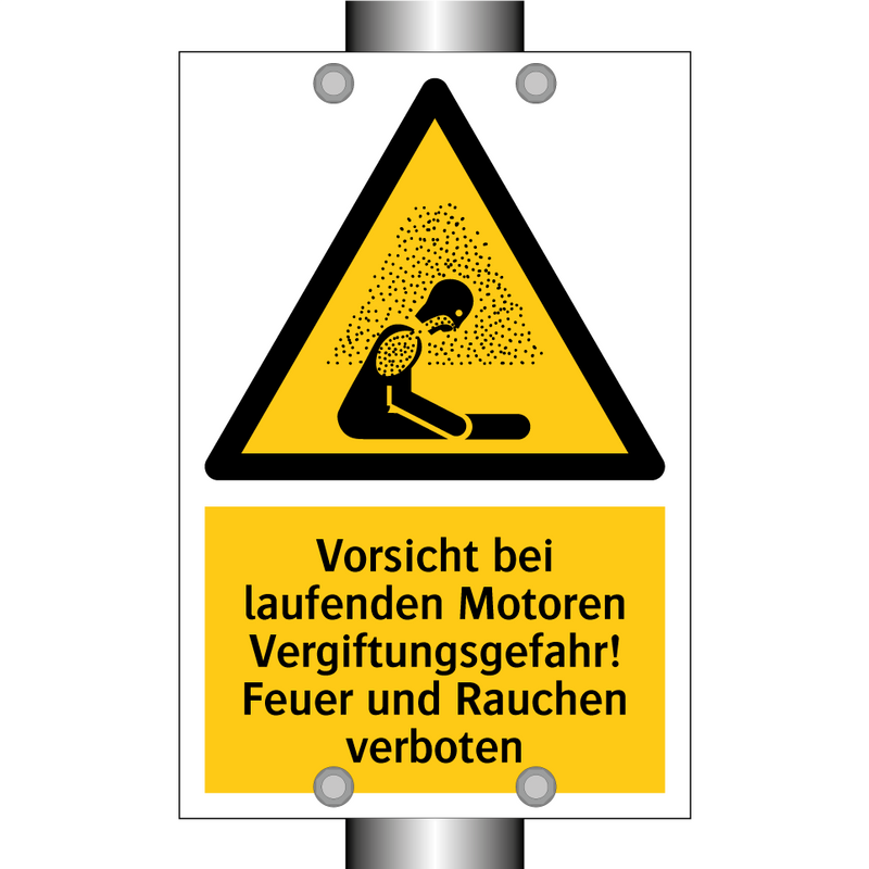Vorsicht bei laufenden Motoren Vergiftungsgefahr! Feuer und Rauchen verboten