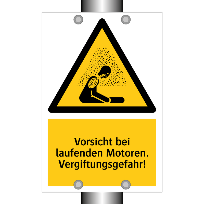 Vorsicht bei laufenden Motoren. Vergiftungsgefahr!