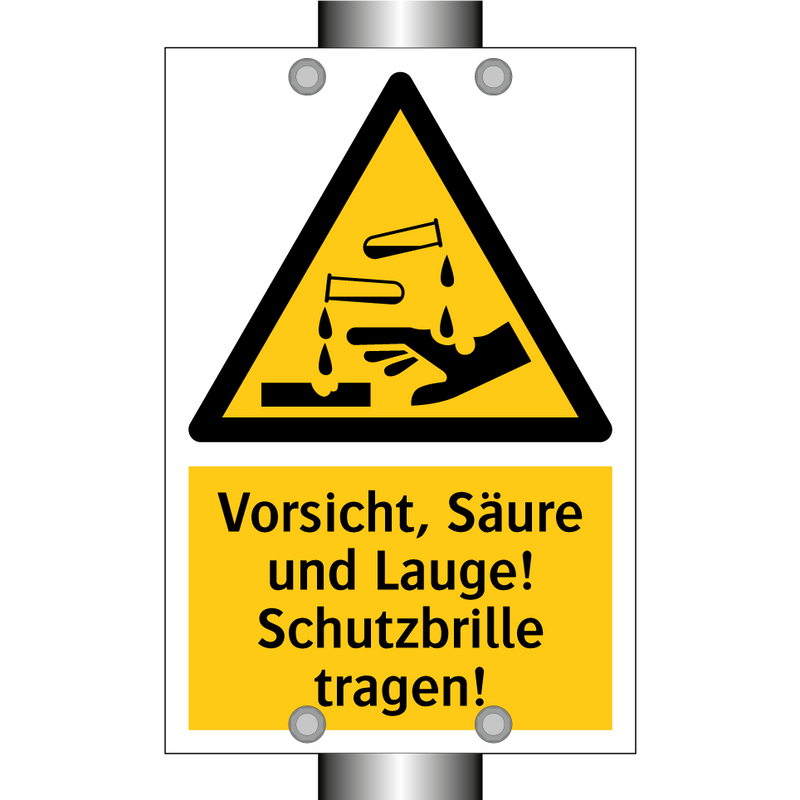 Vorsicht, Säure und Lauge! Schutzbrille tragen!