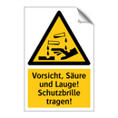 Vorsicht, Säure und Lauge! Schutzbrille tragen!