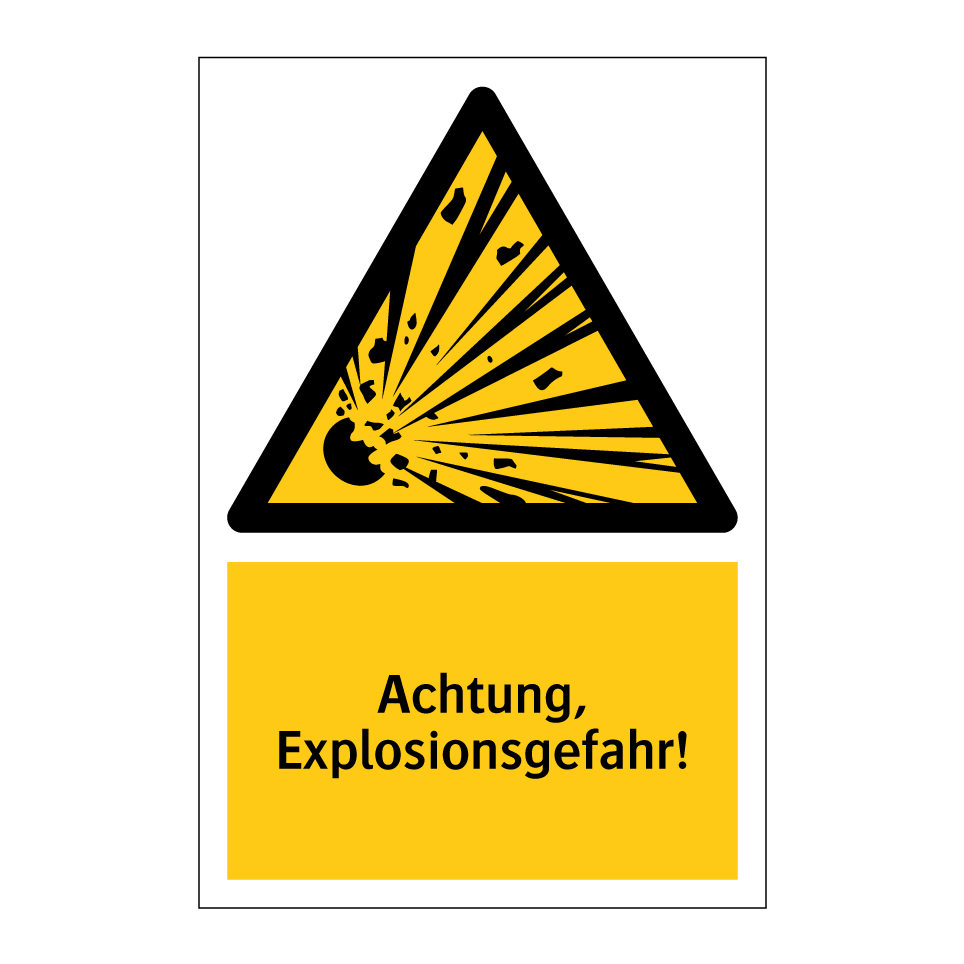 Kauf Achtung, Explosionsgefahr! schild | SignOnline | DE-W5022