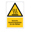 Vorsicht, Verletzungsgefahr für die Hände!