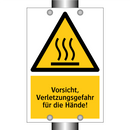 Vorsicht, Verletzungsgefahr für die Hände!