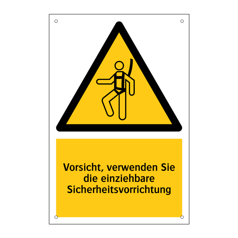 Vorsicht, verwenden Sie die einziehbare Sicherheitsvorrichtung