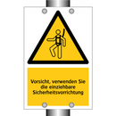 Vorsicht, verwenden Sie die einziehbare Sicherheitsvorrichtung