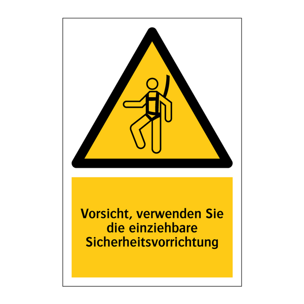 Vorsicht, verwenden Sie die einziehbare Sicherheitsvorrichtung