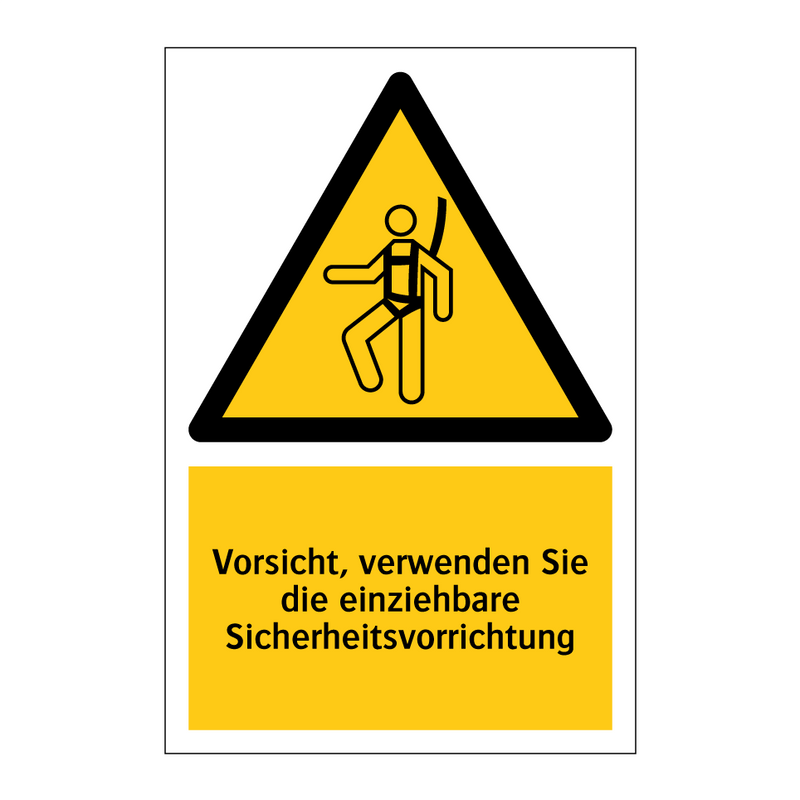 Vorsicht, verwenden Sie die einziehbare Sicherheitsvorrichtung