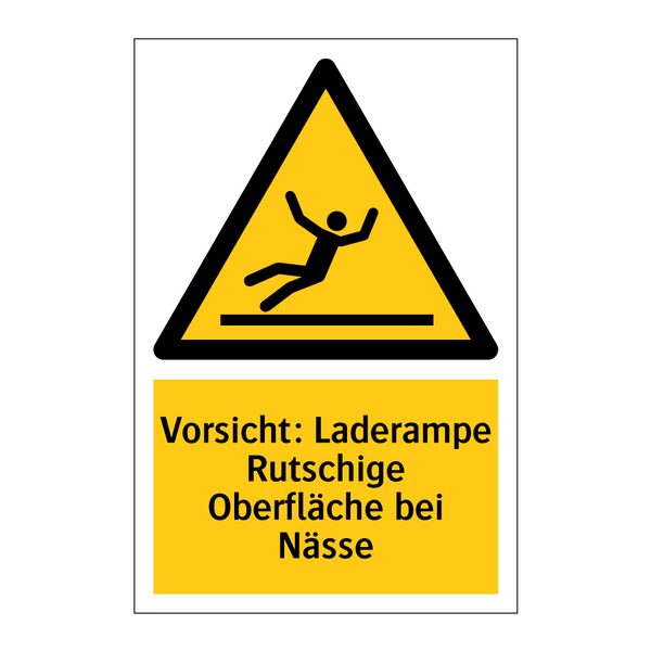 Vorsicht: Laderampe Rutschige Oberfläche bei Nässe