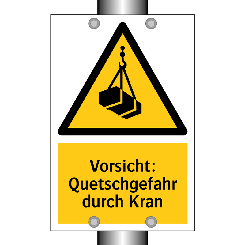 Vorsicht: Quetschgefahr durch Kran