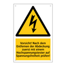 Vorsicht! Nach dem Entfernen der Abdeckung zuerst mit einem Hochspannungstester auf Spannungsfreiheit prüfen!