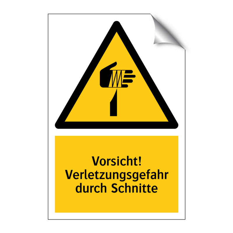 Vorsicht! Verletzungsgefahr durch Schnitte