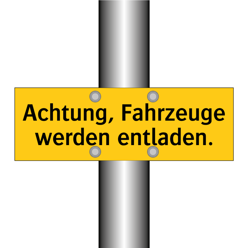 Achtung, Fahrzeuge werden entladen.